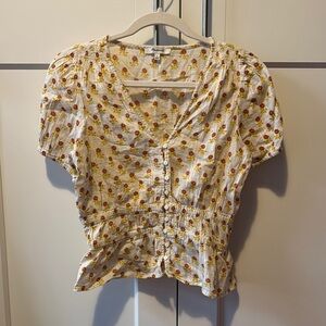 Floral Button-Up Blouse - Cream